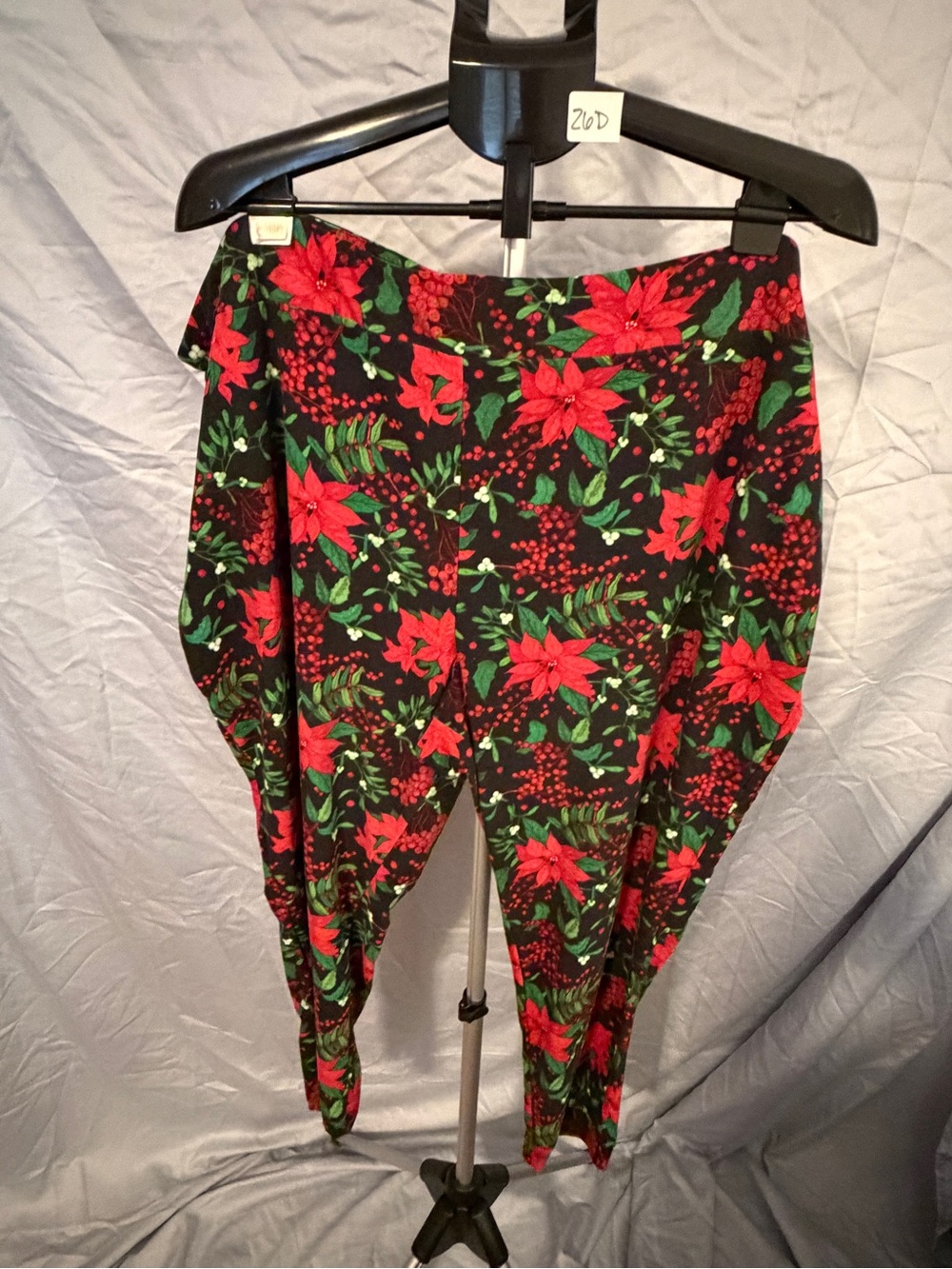 Terra & Sky Red Poinsettia Holiday Leggings